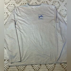 Southern Tide Men’s Large Pullover Long Sleeve Gray Graphic Skipjack Fishing